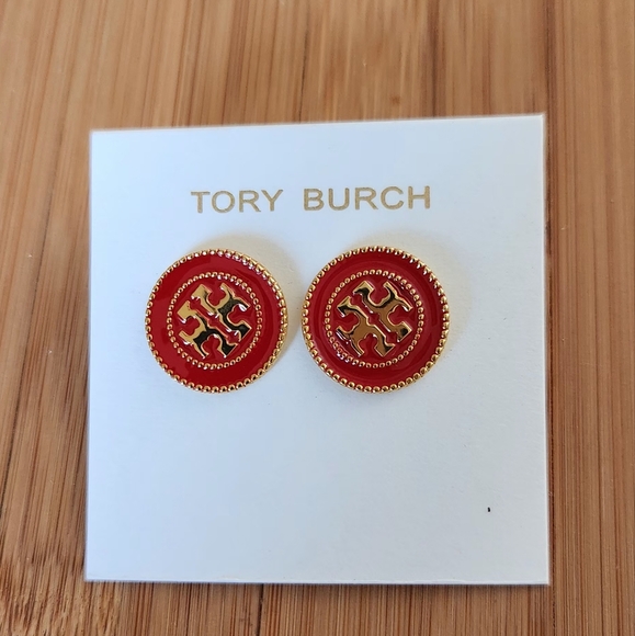 NWOT Tory Burch Enamel Gold-Tone Kira Enamel Circle Stud Earrings - Picture 4 of 7